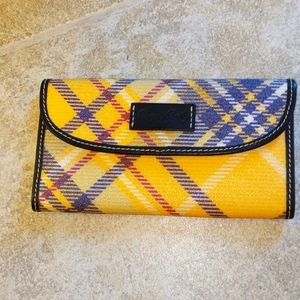 Yellow Plaid Dooney & Bourke trifold wallet